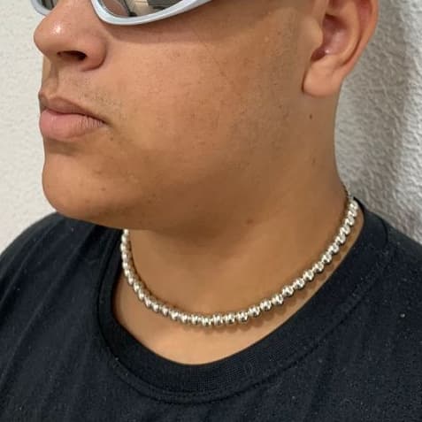 Colar de Perolas Grafite Prata Prateado chocker perola 8mm masculino feminino Pérolas
