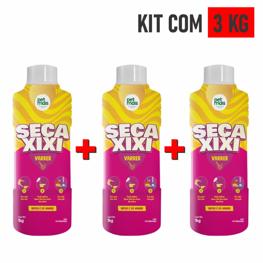 KIT 3 Seca Xixi 1Kg Cada (3Kg) Varrer Pet Mais Profissional