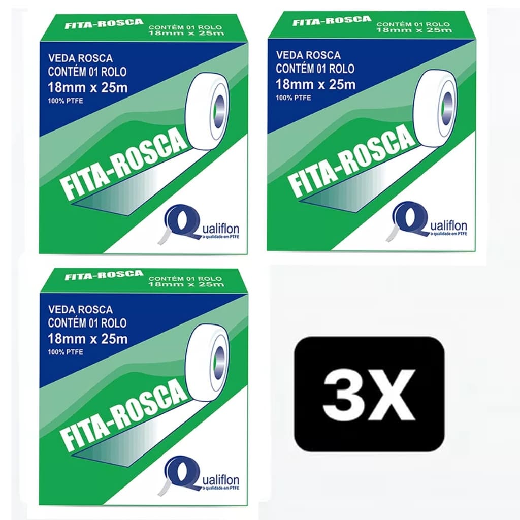 Kit 3 Fita Veda Rosca Para Vedação Profissional - Qualiflon
