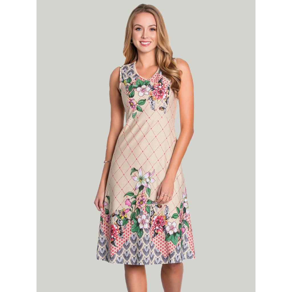 Vestido Feminino Midi Floral Moda Evangélica Adulto