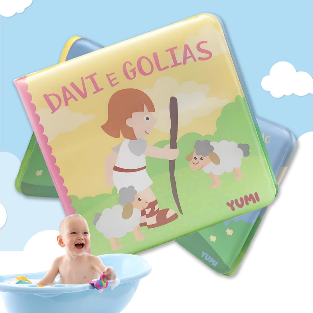A Bíblia Ilustrada Do Bebê : Davi E Golias | Livro e Banho Impermeável - Educativo Para Crianças