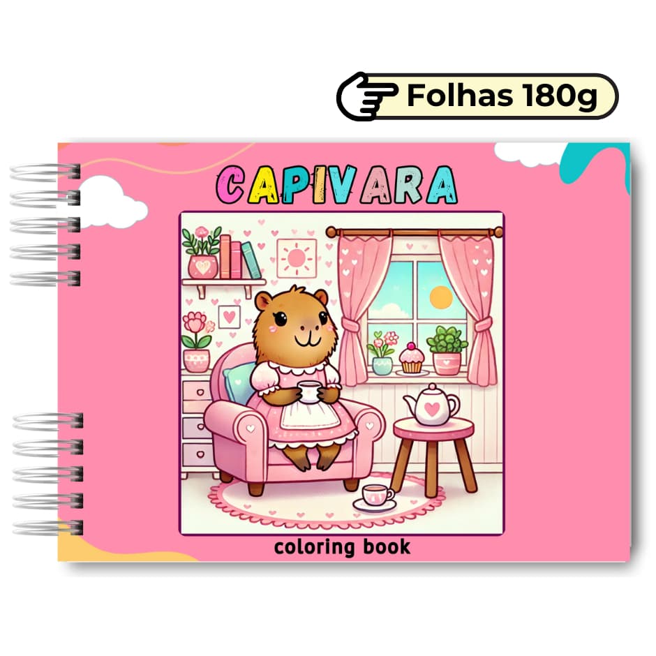 Desenho da Capivara Livro de Colorir 50 folhas de 180g