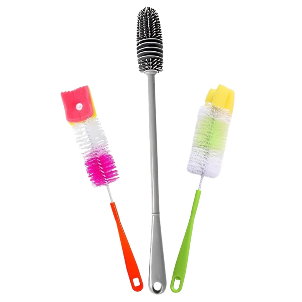 Kit 3 Escova com Esponja cabo 28cm Para lavar copos taças garrafas ou Escova de Silicone