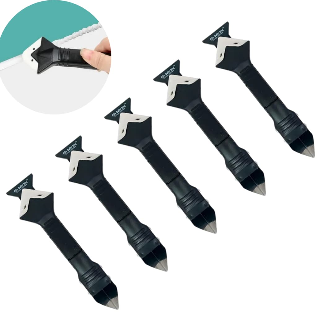 Kit 5 Ferramenta Calafetagem Espatula Removedora Aplicador Silicone Rejunte Piso Parede 5 Raios