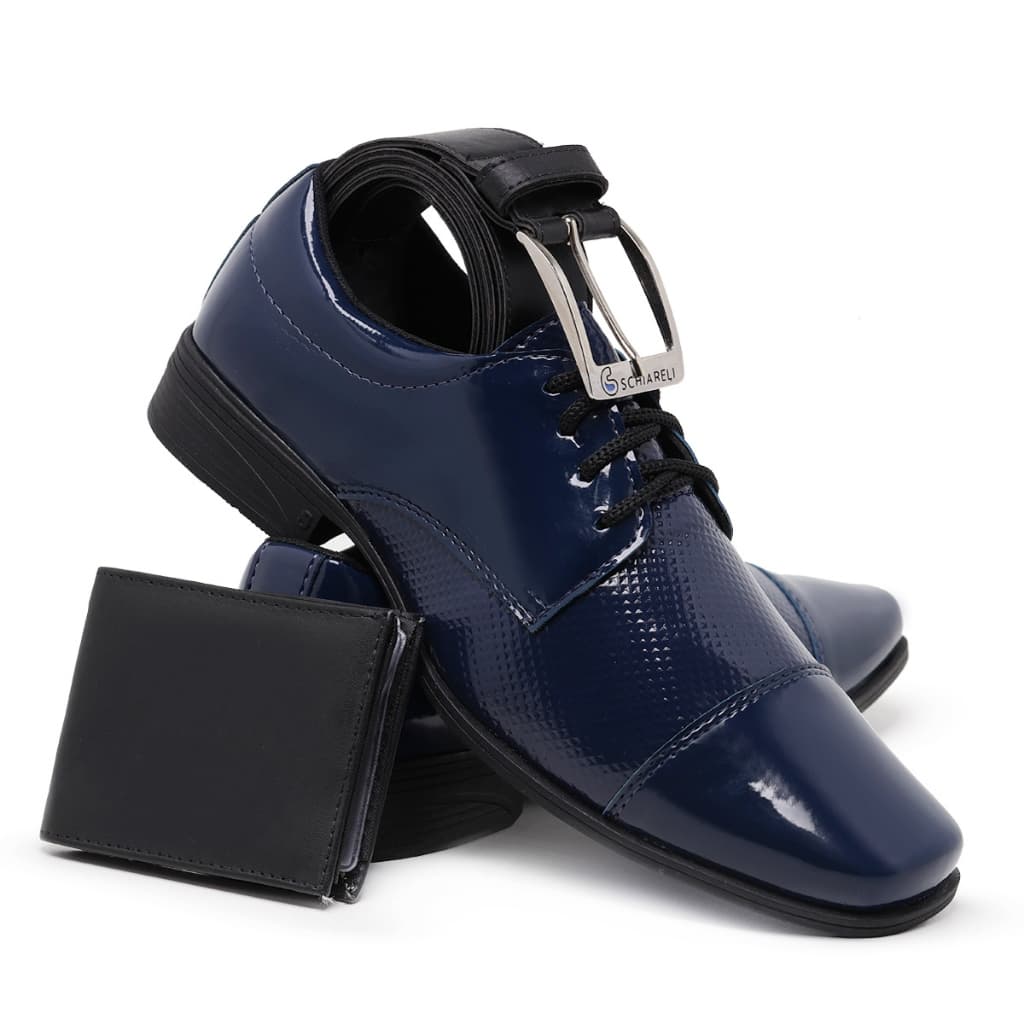Kit Sapato Social Masculino Casual Com Cinto e Carteira