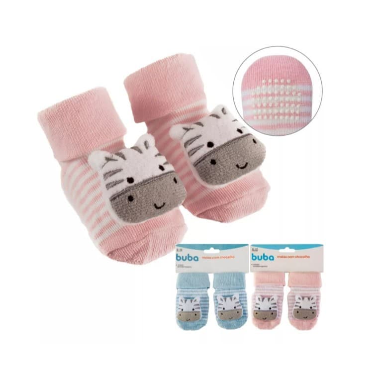 Meia Bebe Antiderrapante Sapatinho Pantufa Bebê Com Chocalho Buba