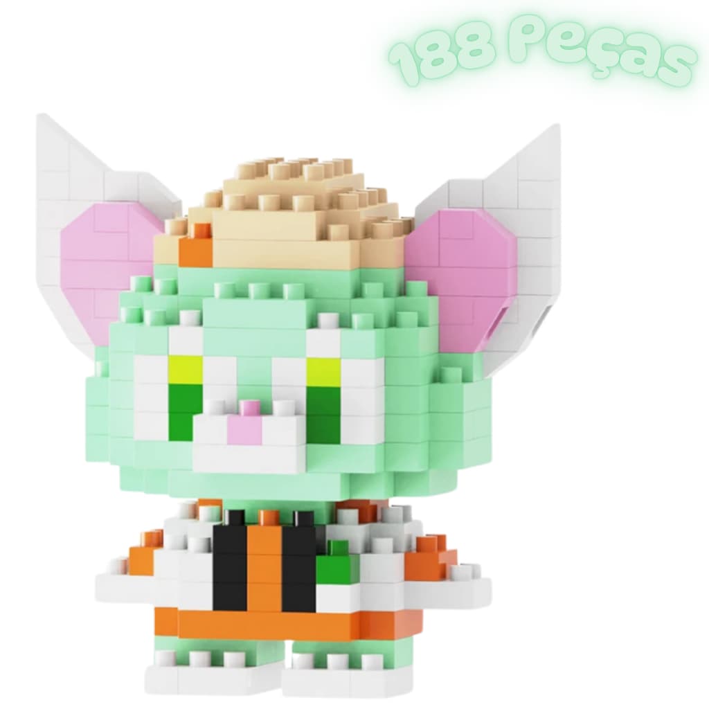 Desenho Animado Figura Construindo Bloco De Tijolos Montagem De Brinquedos De Partículas Coleção De Quebra-Cabeças