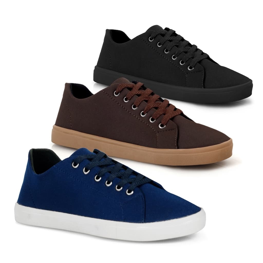Sapatenis Masculino Kit 3 Pares Tenis Casual Confortavel Leve Macio Moda Versatil Estilo Dia a Dia