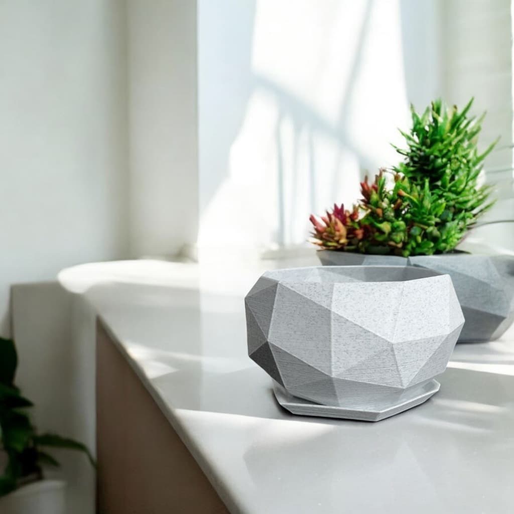 Vaso Geométrico Marmorizado Minimalista Pequenas Plantas Decorativo Impressão 3d vasinho Decoração