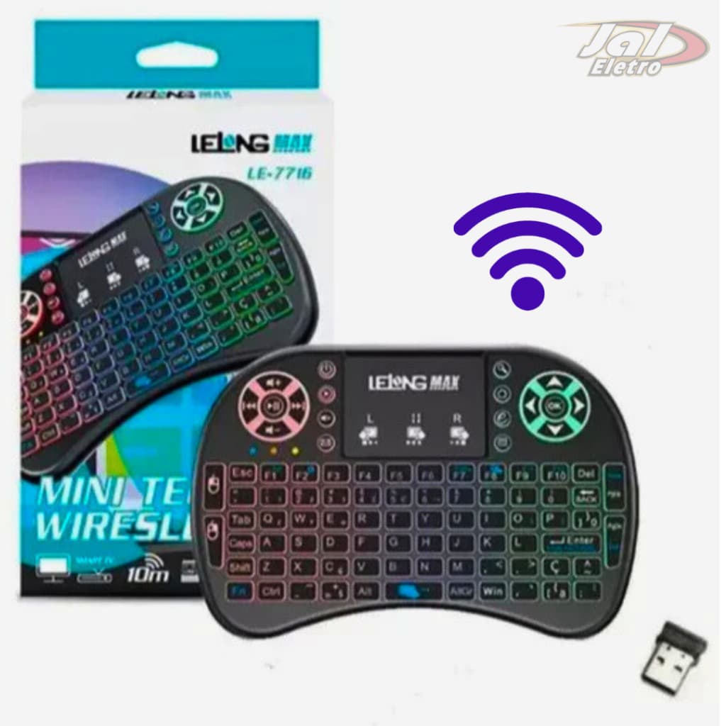Mini Teclado Controle Sem Fio Para Tv iluminado Luz Led