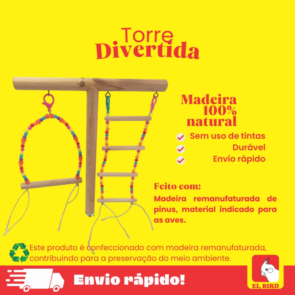 Torre Divertida para calopsita, agapornis, periquito entre outros psitas