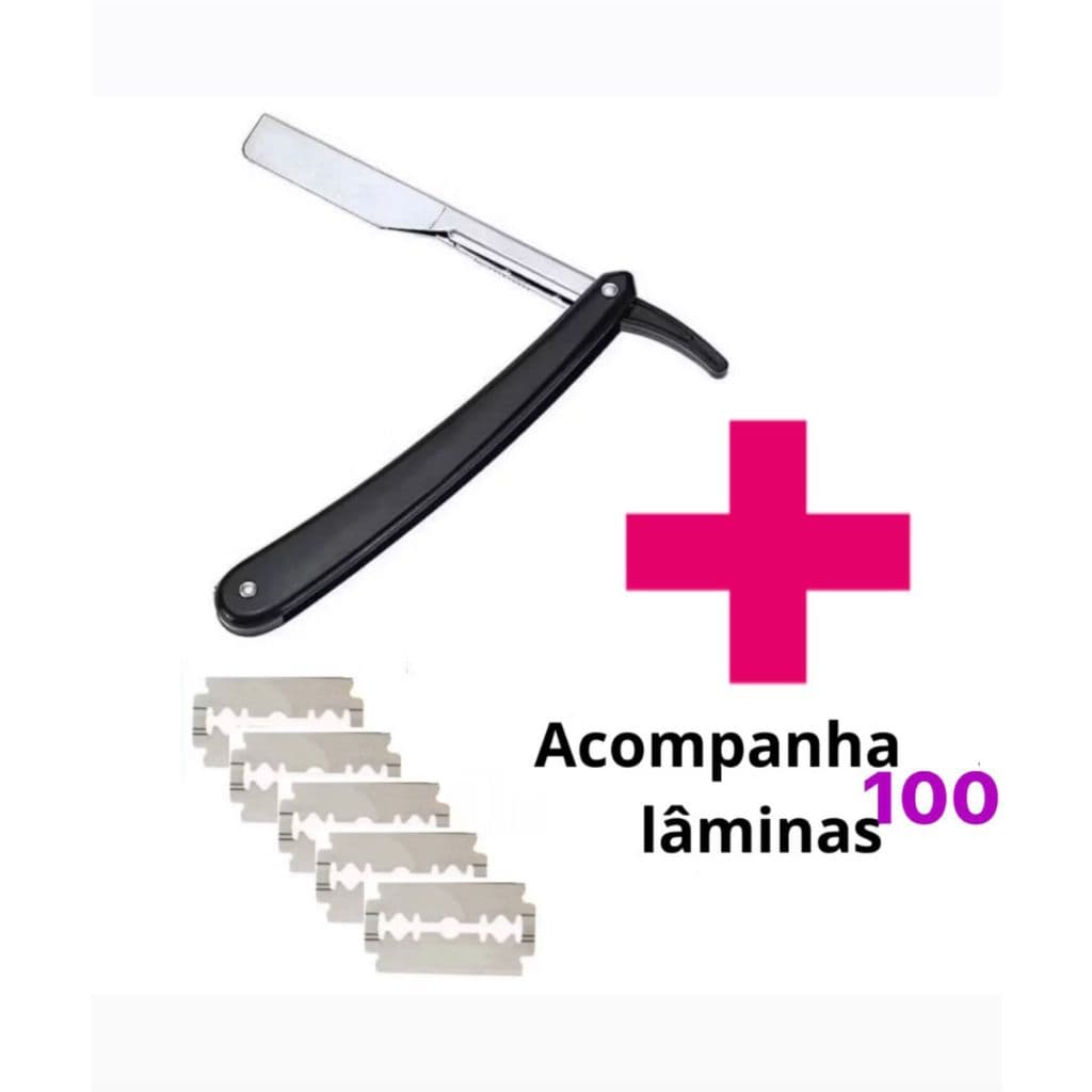 Kit Navalha + 100 Lâminas fatiadas Profissional Barbeiro Aço Inox navalhete acabamento barba