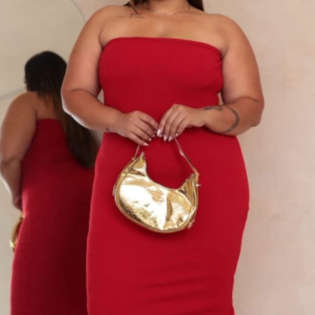 LOOK DRAPA - Vestido Midi Tubinho Tomara que Caia Fabi PLUS SIZE