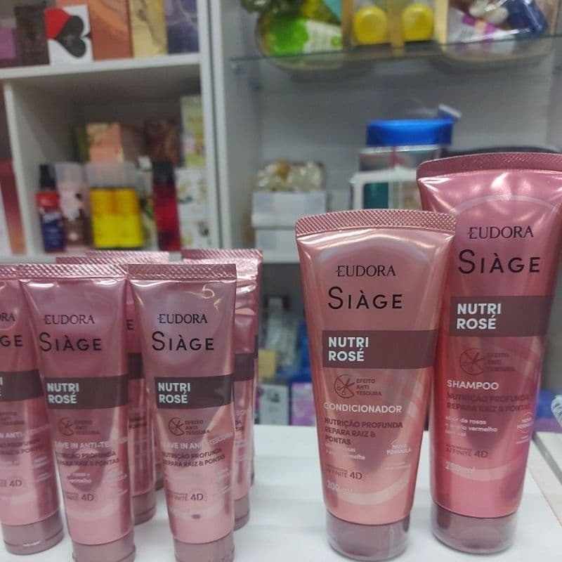 kit shampoo e condicionador e leave nutri rose siage eudora