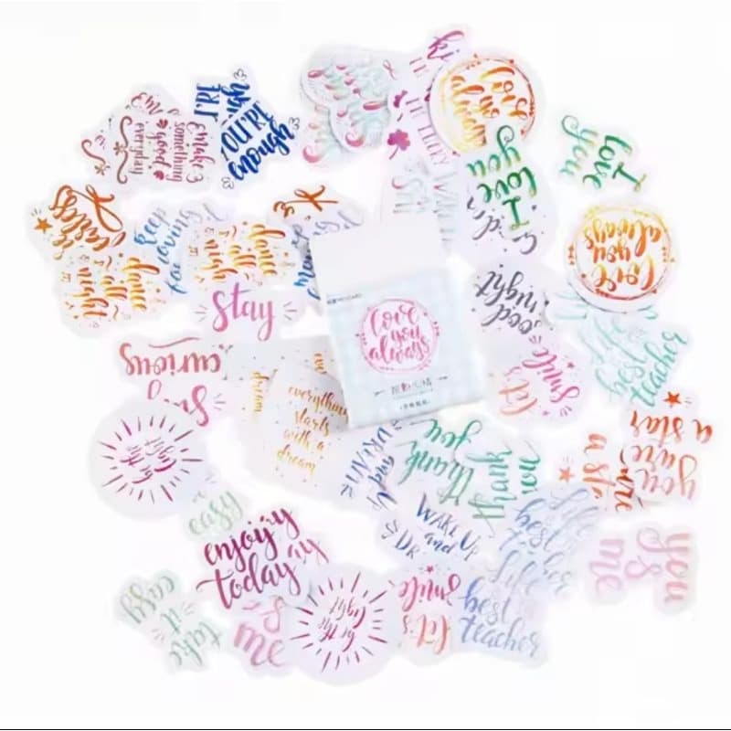 Kit 30 un Adesivo Frases Papelaria Kawaii Scrapbooking DIY Decoração Caderno Journal Planner