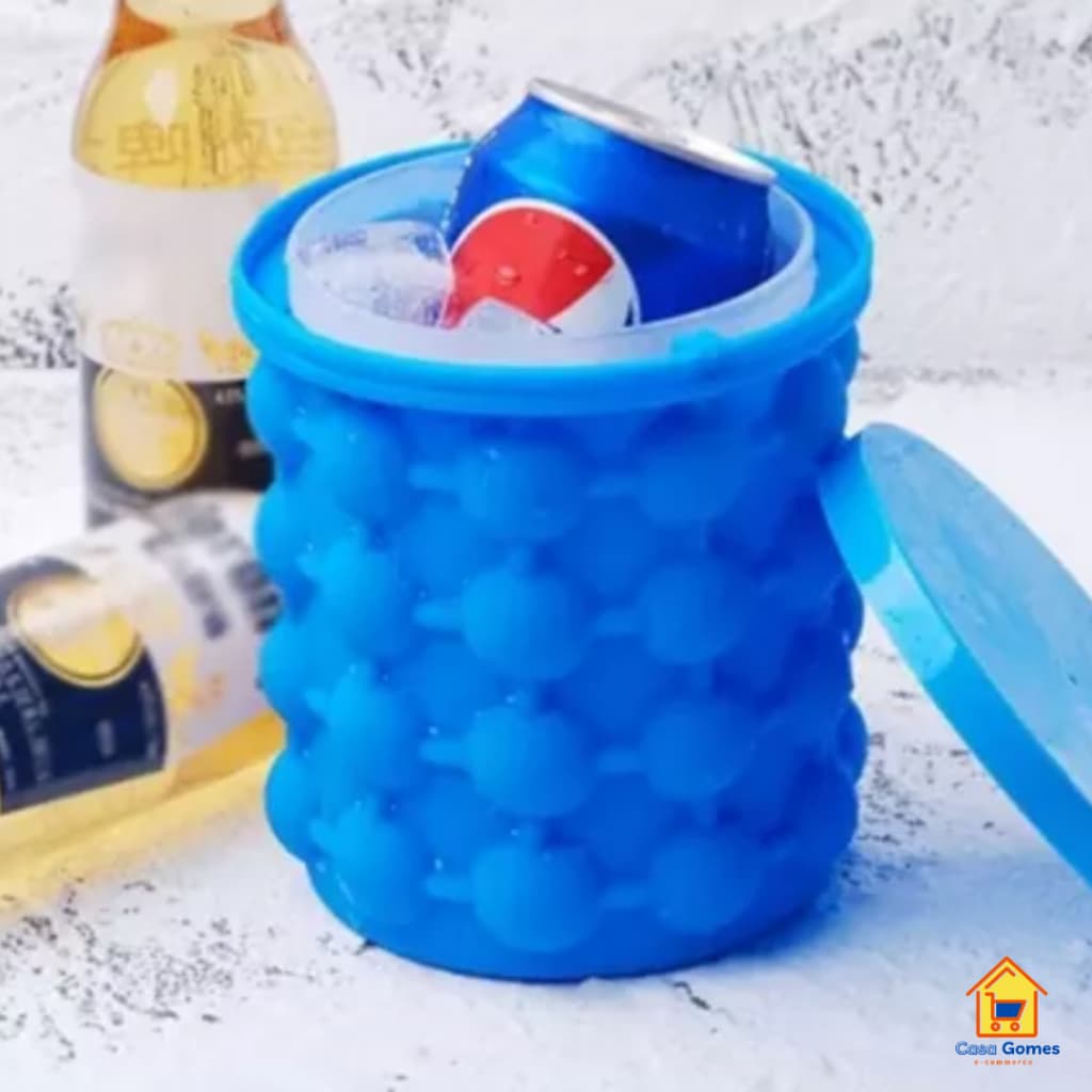 kit 2 Baldes Forma de Gelo Térmico Lata Garrafa Gelada