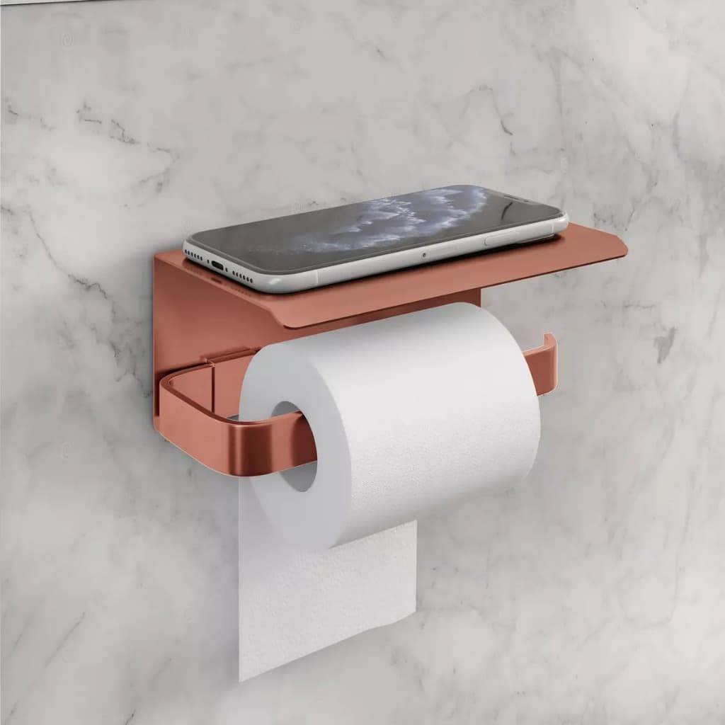 Suporte Porta Papel Higiênico Com Suporte Celular Rose