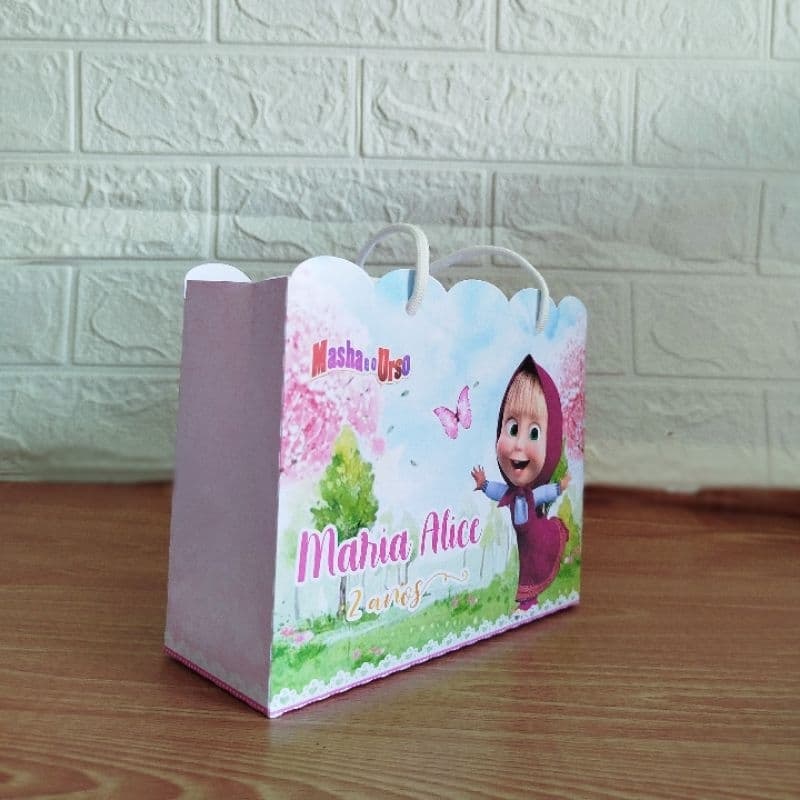 Sacolinha Personalizada Marsha e o Urso-Pegue e Monte