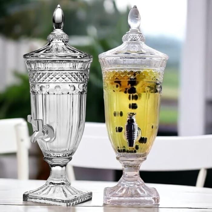 Suqueira Jarra De Vidro Cristal Suco Diamond 1.8 Litros com Torneira