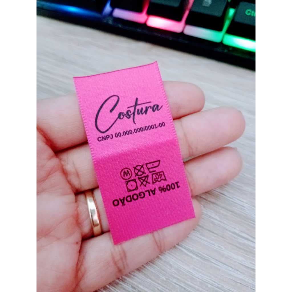 200 Etiquetas CETIM 3x6 cm Seladas - Bandeirinha - Palito - Clip