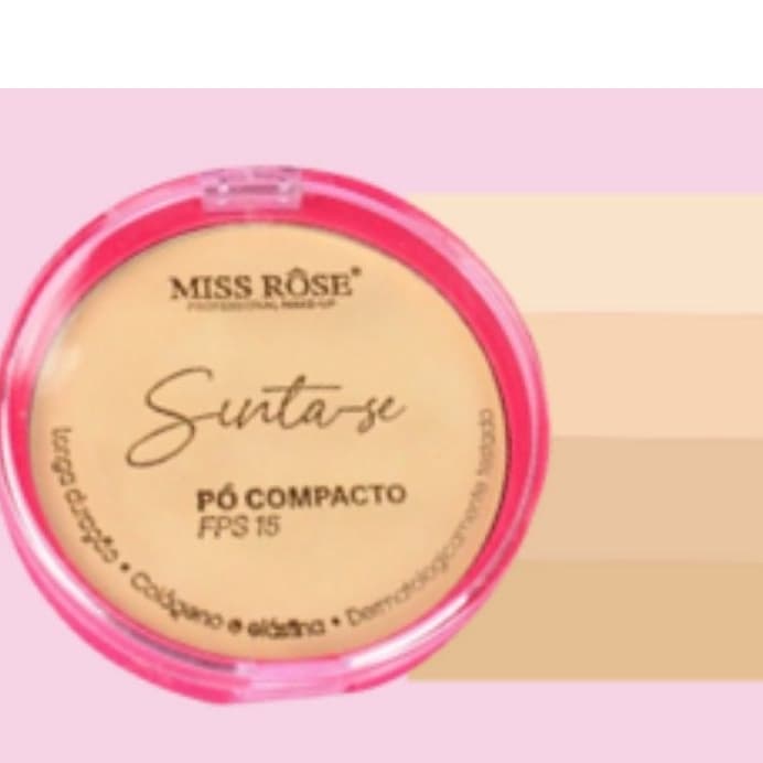 Pó compacto Miss Rôse fps15 com colágeno e elastina-Longa duração.