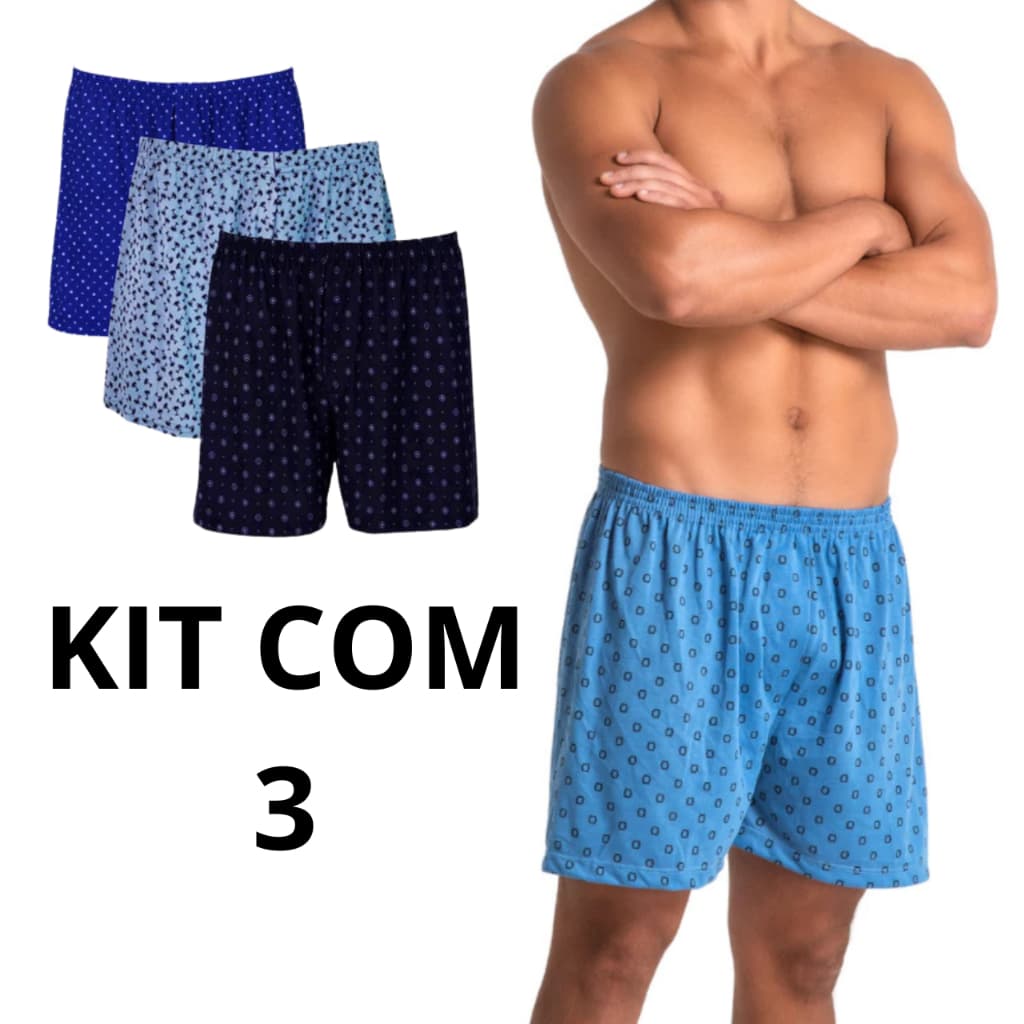 Kit 3 Cueca Samba Canção Short Malha Fria Pijama Dormir