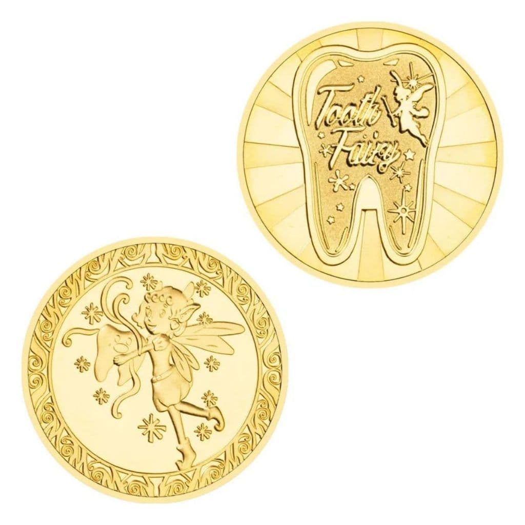 Moeda Fada Do Dente Leite Fairy Tooth Dourado Case Acrílico