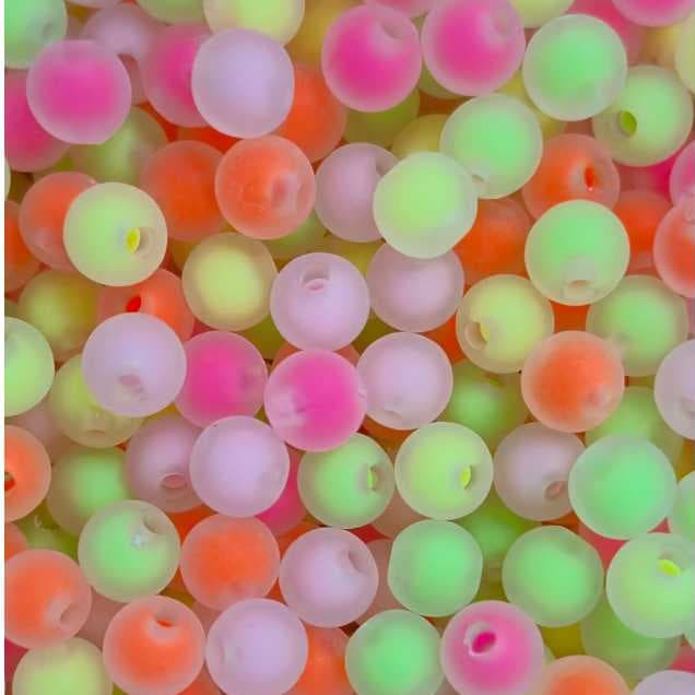 Miçanga Bola Fosca com Meio Colorido 8mm - Kit com 100 Unidades