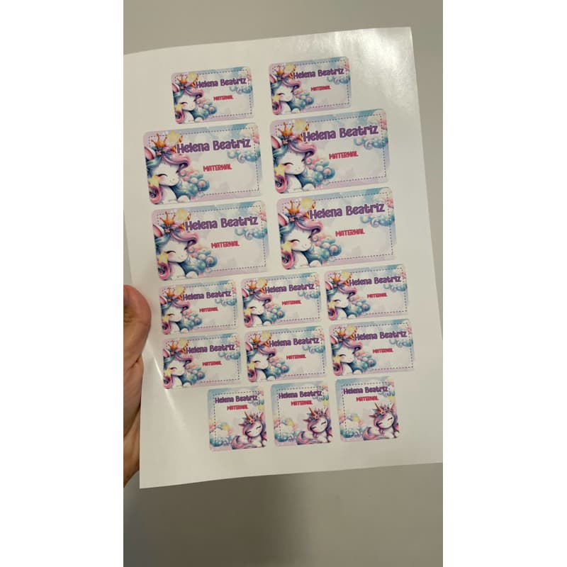 kit Etiqueta Personalizada Escolar Unicórnio -Etiqueta para Materiais Escolares-Papel alta qualidade