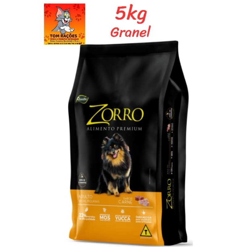 5kg, ZORRO PREMIUM CARNE, RAÇAS PEQUENAS, 22% Proteínas, cães adultos. Similar Magnus Raças Pequenas e Quatree