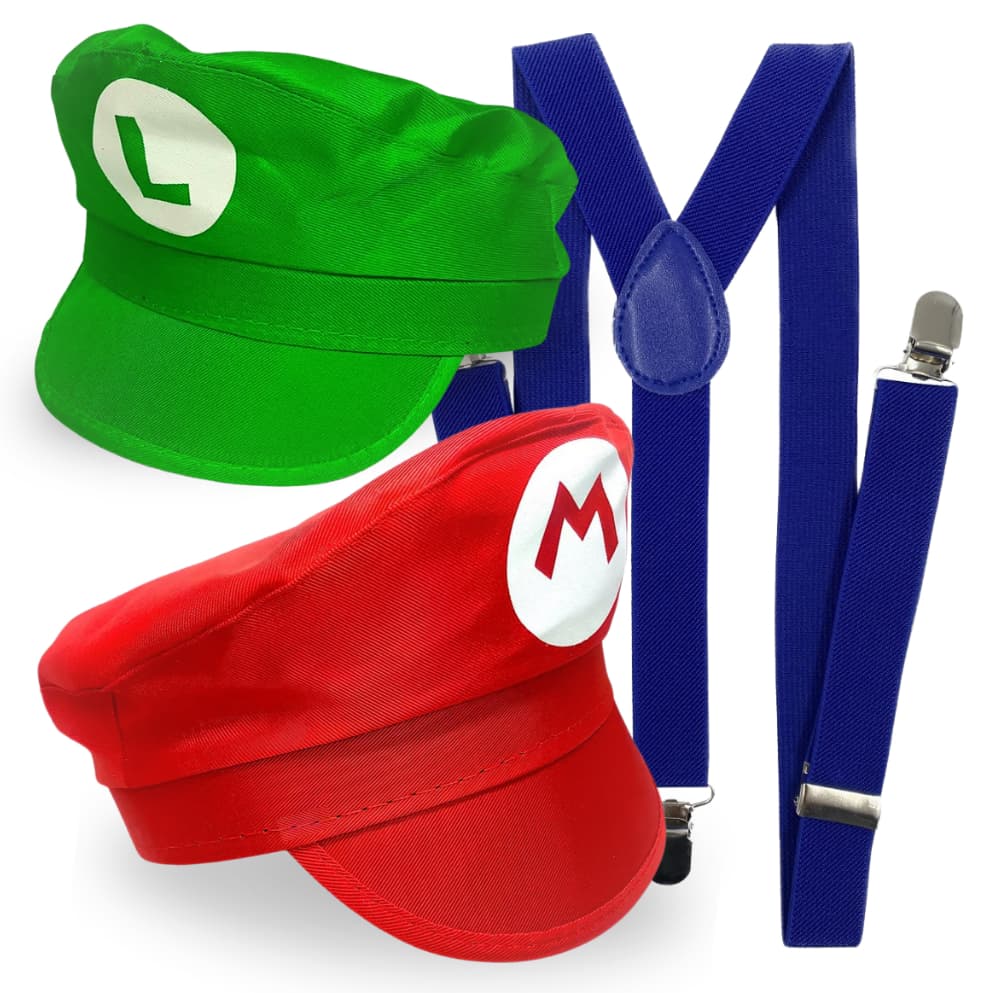 Fantasia Acessorio Suspensorio Chapeu Mario Luigi Adulto