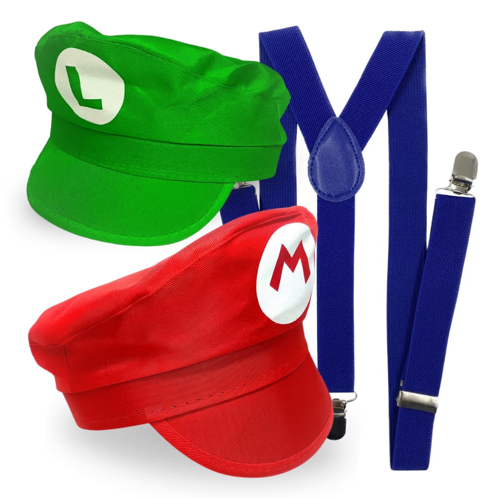 Fantasia Acessorio Suspensorio Chapeu Mario Luigi Adulto