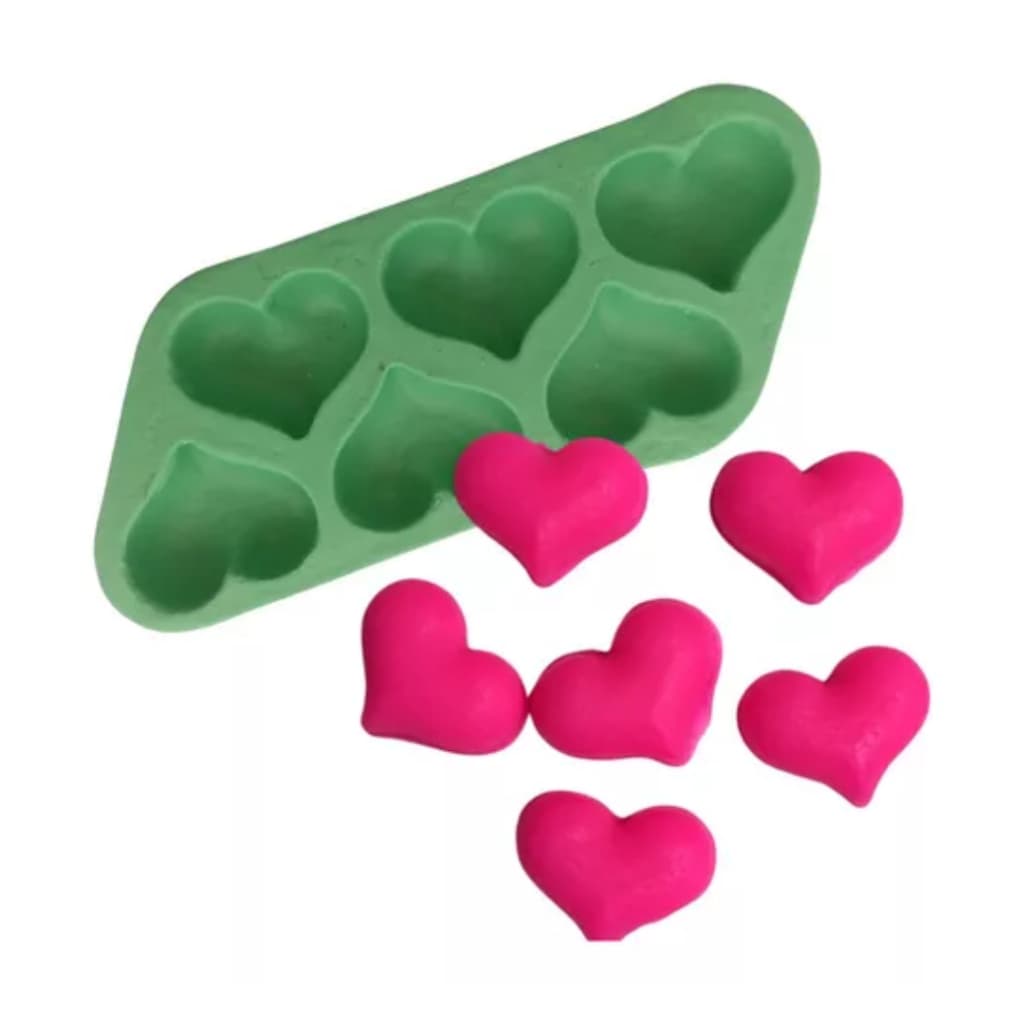 Forma Molde Silicone Sabonete Vela Biscuit Resina - Coração 6 Cavidades