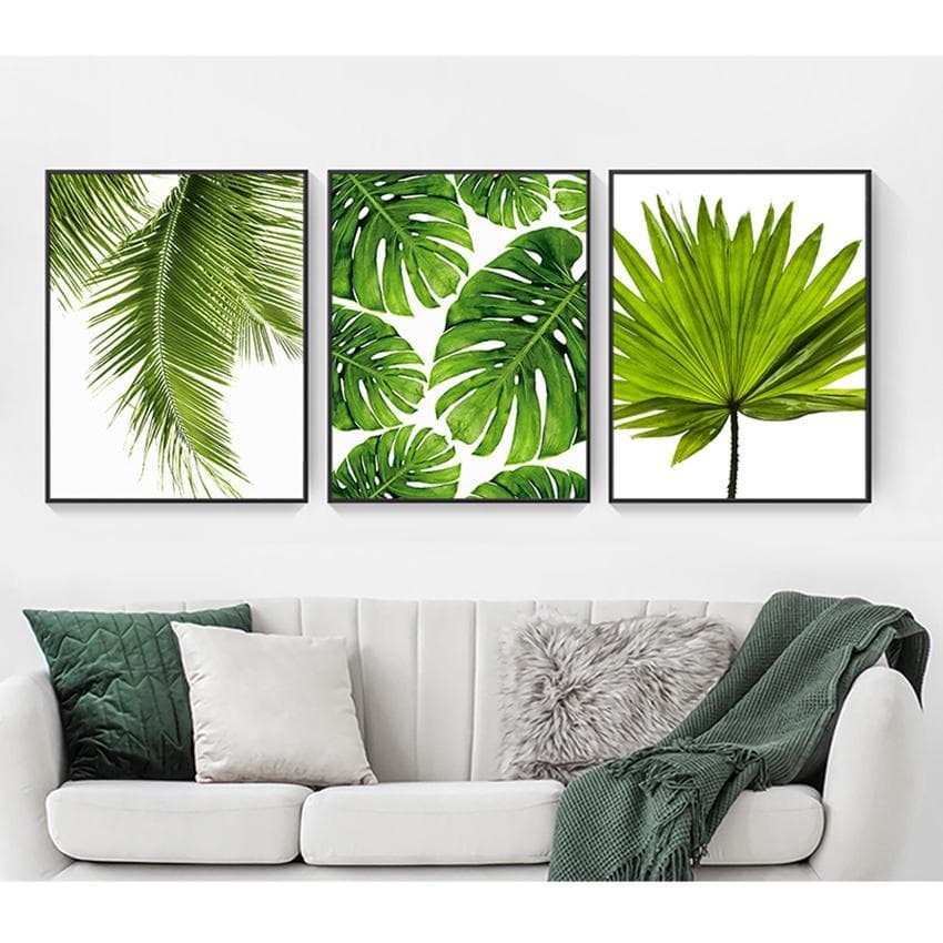 Kit Quadro 3 peças Sala Cozinha Monstera Decoração