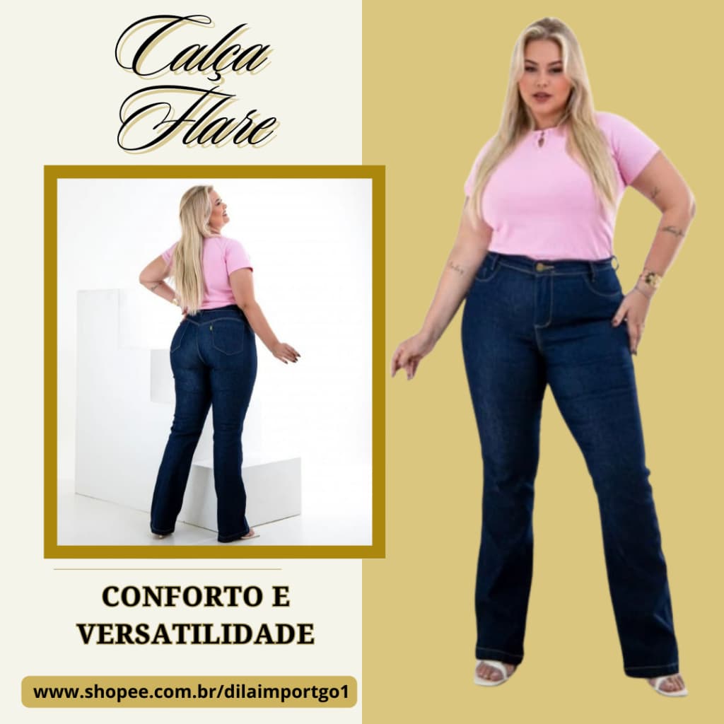 Calça Jeans Flare Plus Size Calça Feminina Jeans Premium