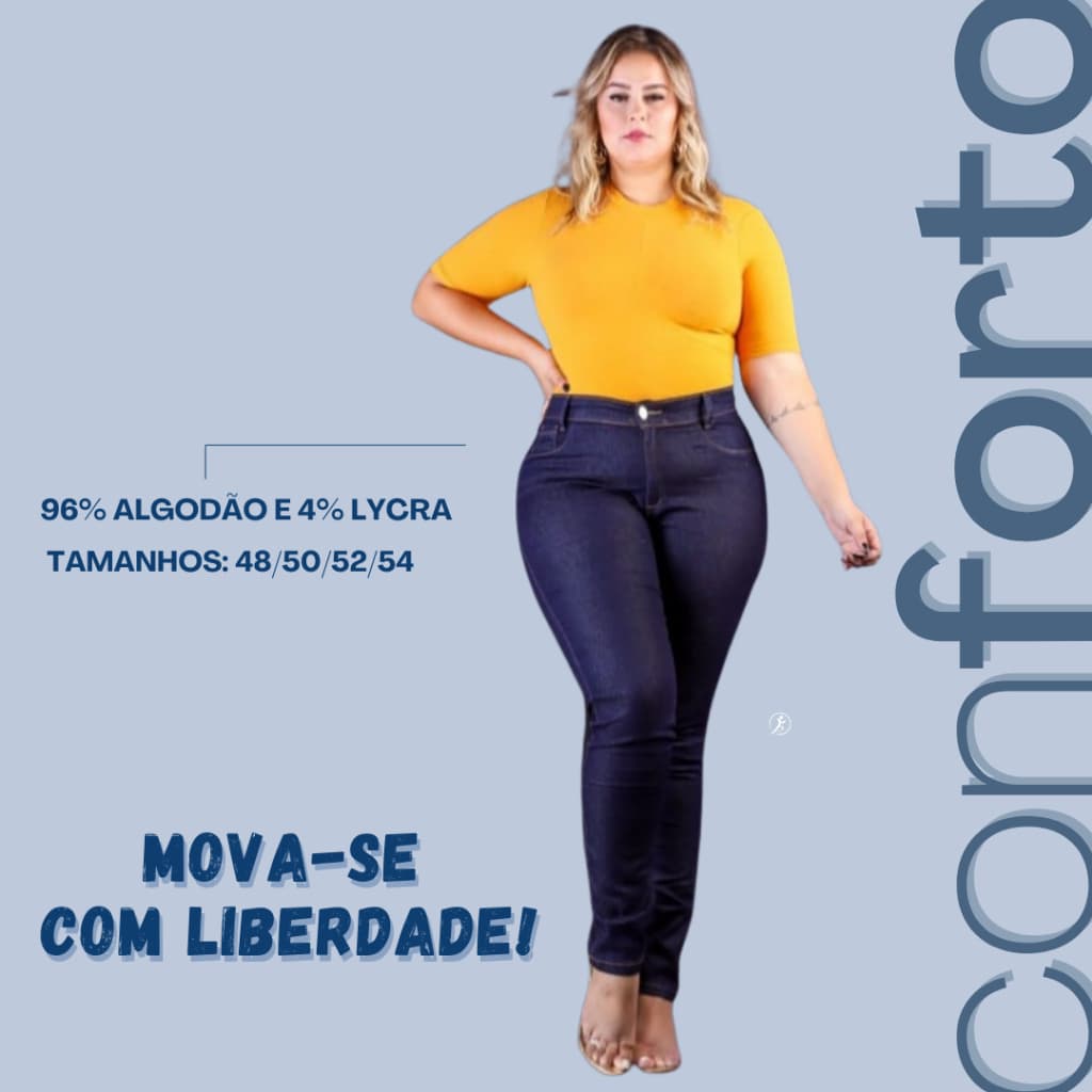 Calça Jeans Feminino Jeans Premium Tradicional Azul Escuro