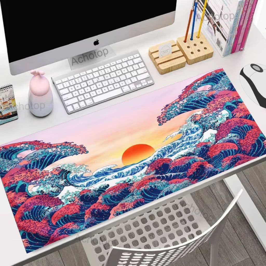 Mousepad Gamer bem grande 90x40 - Tema KANAGAWA