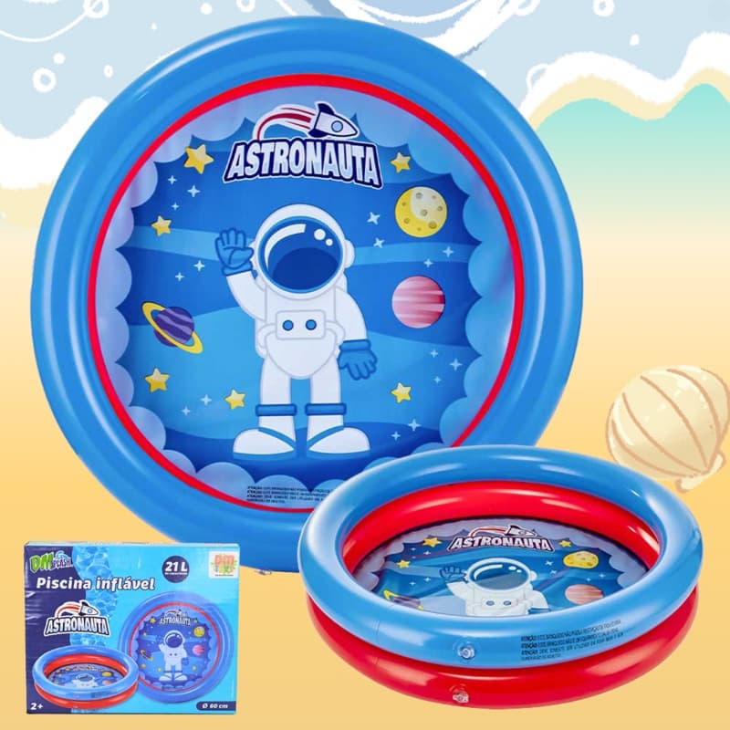 Piscina Infantil 21 Litros  Bebê Redonda Menino Astronauta