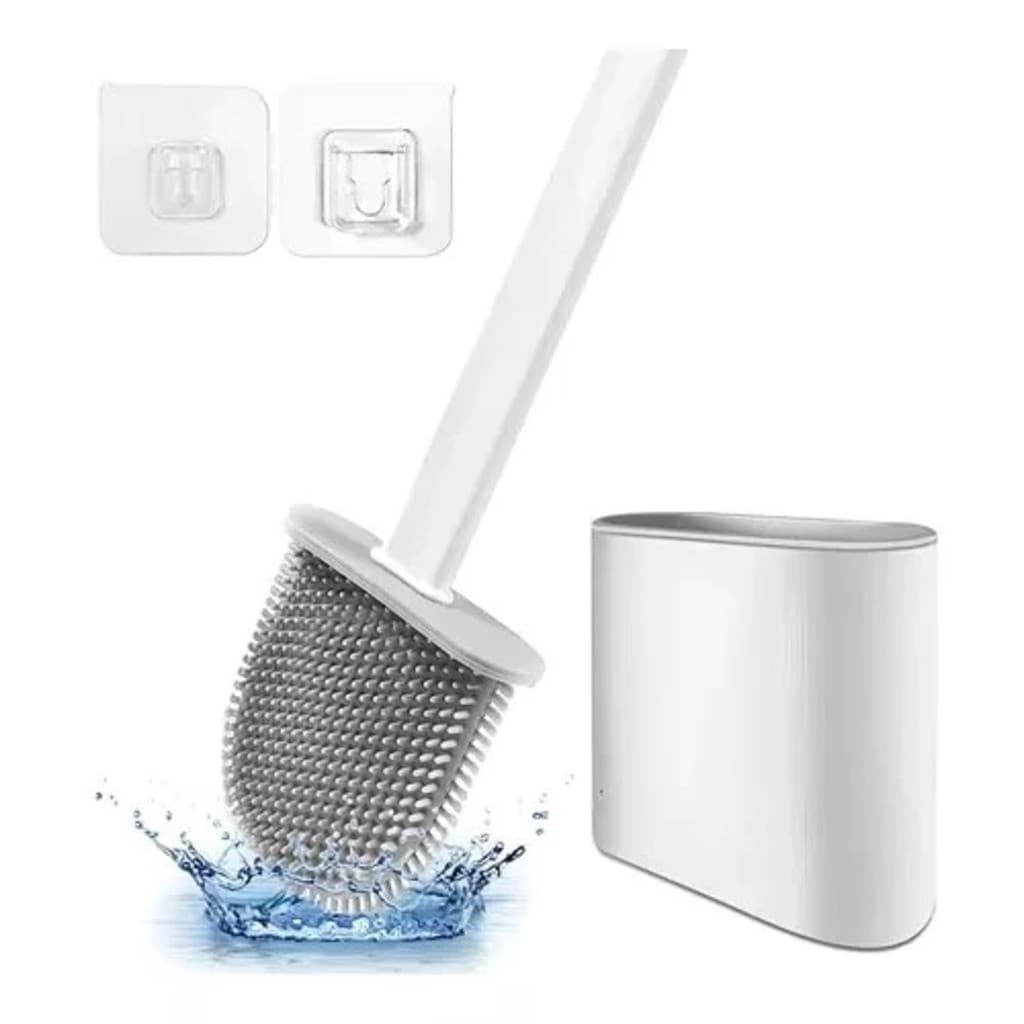 KIT2 Escova Sanitária De Silicone Para Limpar Privada Banheiro Vaso Sanitário Com Suporte e Adesivo para parede