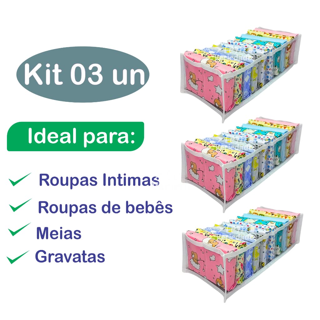 Colmeia Organizadora  Fraudas 10 Nichos Kit 3 Unidades/pçs -