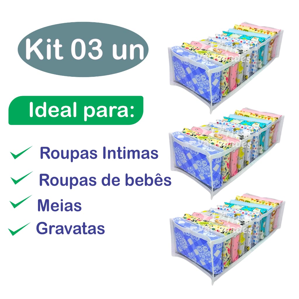 Organizador De Gavetas Baby Colmeia 10 Nichos Br- Kit 3 Un -