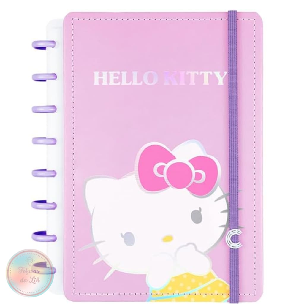 Caderno Inteligente Hello Kitty Oficial Grande 11 discos Universitário 28x21,5cm