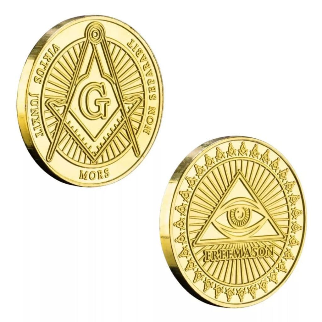 Moeda Maçonaria Maçom Freemason Fraternal Irmandade Dourado