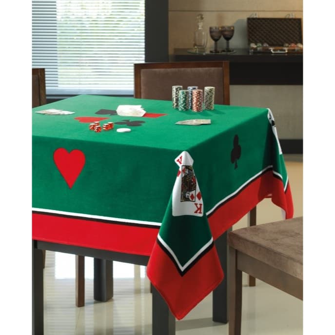 Toalha De Mesa Quadrada P/ Jogos Poker Truco Baralho Dohler Cor Verde-escuro Cartas JOGO