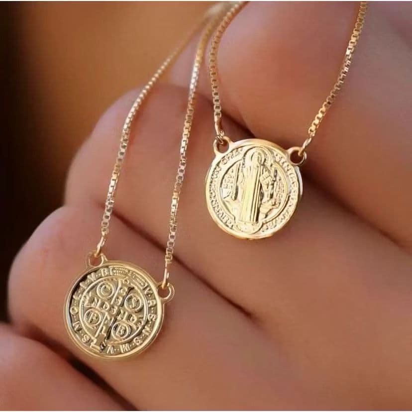 Escapulário Medalha De São Bento à Prata 925 e Ouro 18k