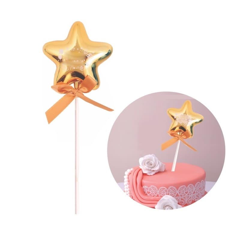 Enfeite Topo de Bolo Estrela Feliz Aniversário 21cm festa, decoração
