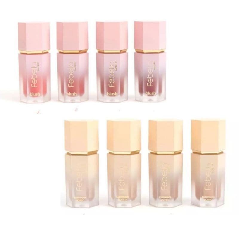 Kit Febella Blush e Iluminador Líquido 7g