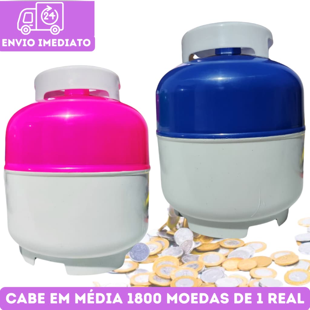 Cofre Poupança Botijao Moeda Plastico Diversas Cores Tamanho Mega