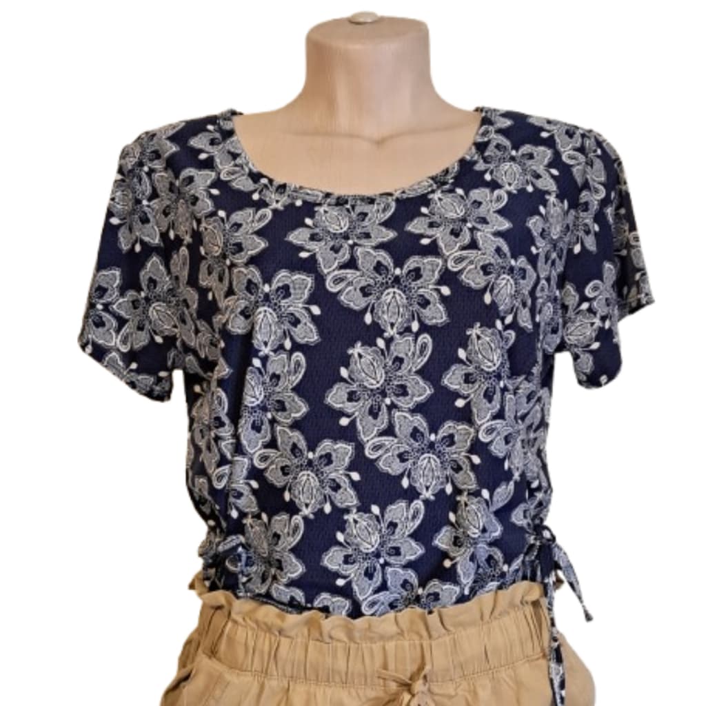Blusa Plus Size Feminina GG Estampada Azul malha fria