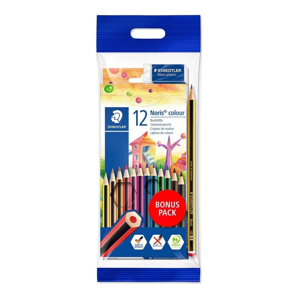 Lápis de Cor Staedtler Noris 12 Cores Material Escolar Volta as Aulas